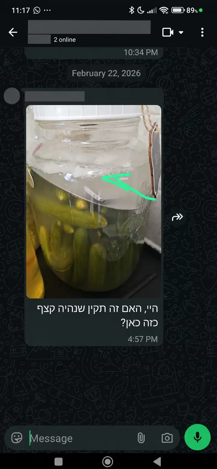 צילום אמיתי 3 מתוך קבוצת הליווי בוואטסאפ, ללא פרטים מזהים